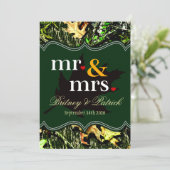 Herr & Frau Hunting Camouflage Green Wedding Einla Einladung (Stehend Vorderseite)