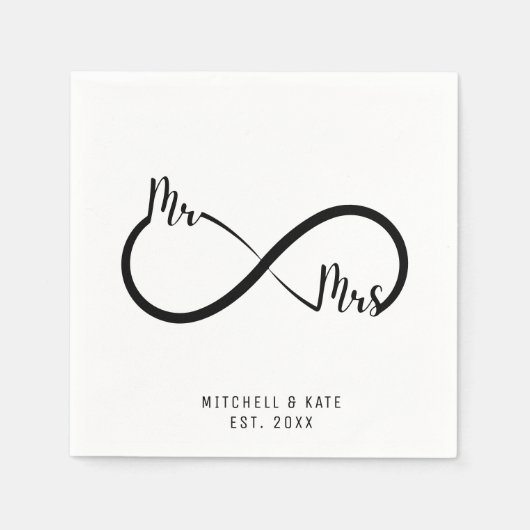 Herr & Frau Infinity Symbol Wedding Serviette (Vorderseite)
