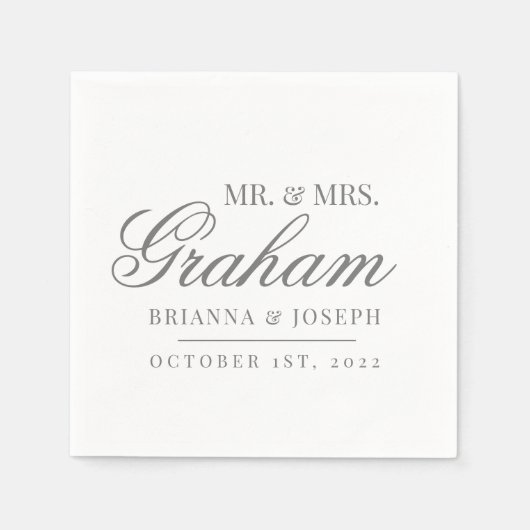 Herr & Frau Last Name Wedding Serviette (Vorderseite)
