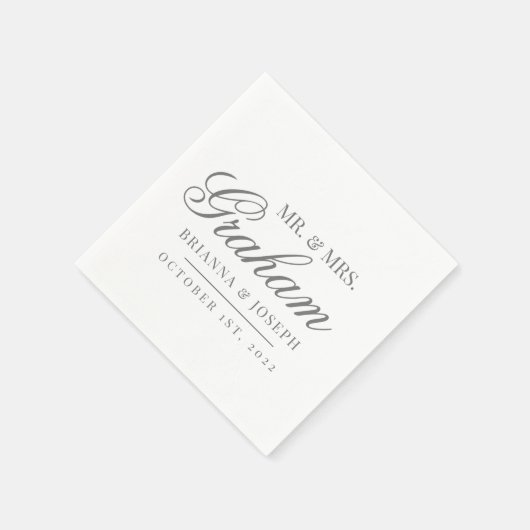 Herr & Frau Last Name Wedding Serviette (Ecke)