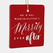 Herr & Frau Merrily Ever nach moderner Mix Typogra Keramikornament (Rechts)