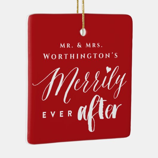Herr & Frau Merrily Ever nach moderner Mix Typogra Keramikornament (Rechts)
