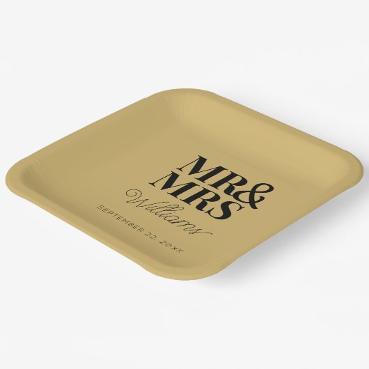 Herr & Frau Minimal Simple Modern Disposable Pappteller (Gewinkelt)