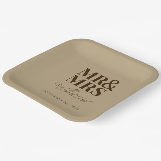 Herr & Frau Minimal Simple Modern Disposable Pappteller (Gewinkelt)