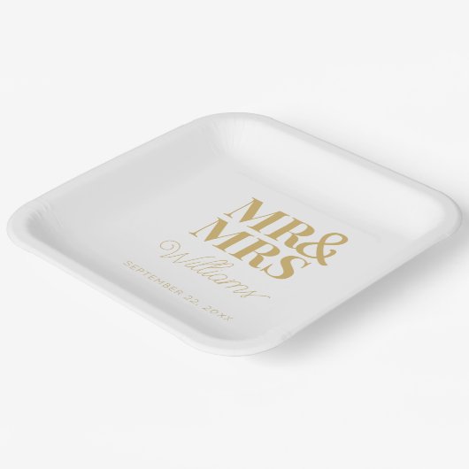 Herr & Frau Minimal Simple Modern Disposable Pappteller (Gewinkelt)