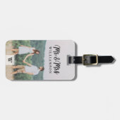 Herr & Frau | Modernes Newlyweds-Foto und Monogram Gepäckanhänger (Vorderseite horizontal)