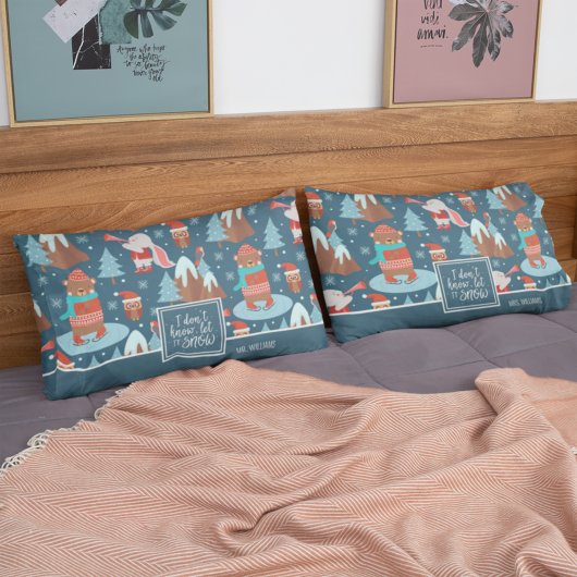 Herr & Frau Nachname Lassen Sie es den blauen Wint Kissenbezug