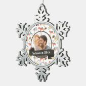 Herr & Frau Newly Wed Schneeflocken Zinn-Ornament (Rechts)