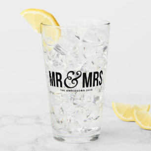 Herr & Frau Personalisiert Gastgeschenk Hochzeit Glas