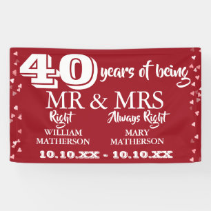Herr Frau Recht Lustiger 40. Hochzeitstag Ruby Hea Banner