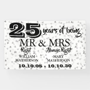 Herr Frau Recht Lustiges 25. Hochzeitstag Silberne Banner
