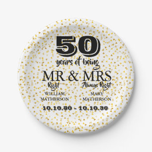 Herr Frau Richtiger Spaß Goldene 50. Hochzeitstag Pappteller