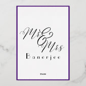 Herr & Frau Royal Lila + Grenze Folieneinladung (Rückseite)