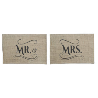 Herr & Frau Rustic Burlap Country Wedding Paare Kissenbezug