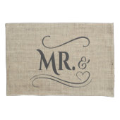Herr & Frau Rustic Burlap Country Wedding Paare Kissenbezug (Vorderseite-Links)
