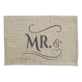 Herr & Frau Rustic Burlap Country Wedding Paare Kissenbezug