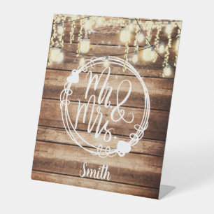 Herr & Frau Rustic Wedding Custom Sign Sockelschild