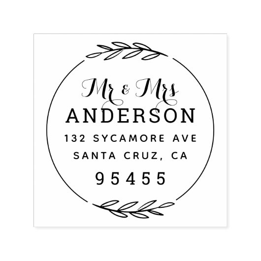 Herr & Frau | Rustikale Verheiratete Rücksendeadre Permastempel (Design)