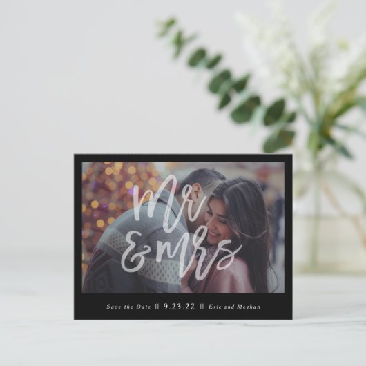 Herr & Frau Save the Date Postcard Postkarte (Stehend Vorderseite)