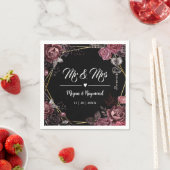 Herr & Frau | Schwarz-Dunkel-Rose Blumengotik Hoch Serviette (Beispiel)