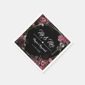 Herr & Frau | Schwarz-Dunkel-Rose Blumengotik Hoch Serviette (Ecke)