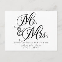 Herr & Frau Schwarz-weiß Save the Date Einladung