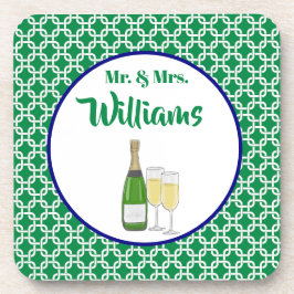 Herr & Frau Script Bride & Groom Champagne Flutes Getränkeuntersetzer