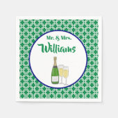 Herr & Frau Script Geometric Champagne Flutes Serviette (Vorderseite)