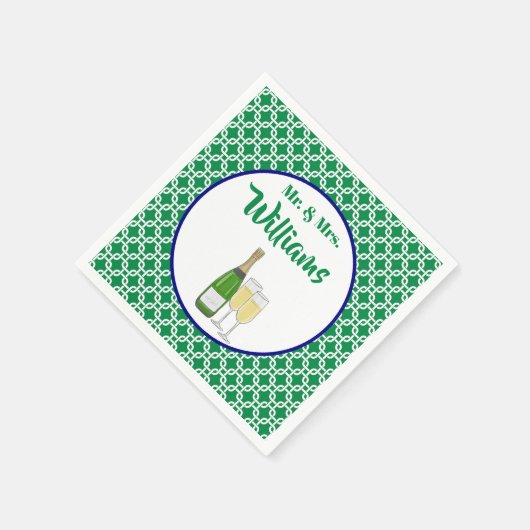 Herr & Frau Script Geometric Champagne Flutes Serviette (Ecke)