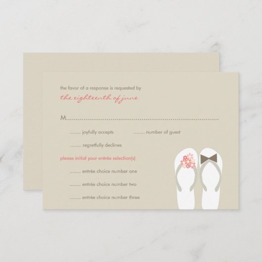 Herr & Frau Summer Flip Flops Beach Wedding RSVP C (Vorne/Hinten)