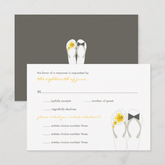 Herr & Frau Summer Flip Flops Beach Wedding RSVP C (Vorne/Hinten)