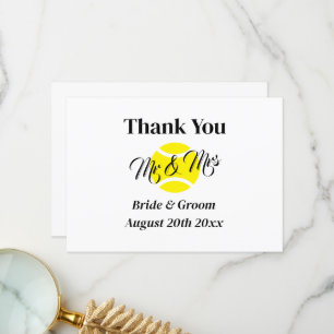 Herr & Frau Tennispaar sportliche Hochzeit Dankeskarte