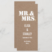 Herr & Frau Typografy Papier Hochzeitkarte Menükarte (Vorne/Hinten)