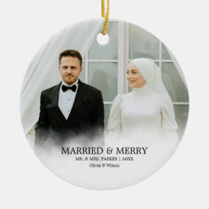 Herr & Frau Verheiratet & Fröhliche erste Weihna Keramik Ornament