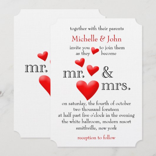 Herr & Frau Wedding Einladung sein (Vorne/Hinten)