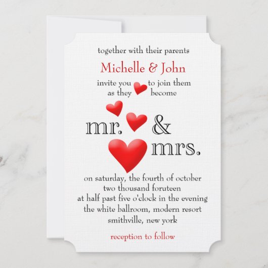 Herr & Frau Wedding Einladung sein (Vorderseite)