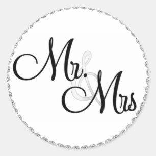 Herr & Frau Wedding SIEGEL/STICKERS BLING Runder Aufkleber