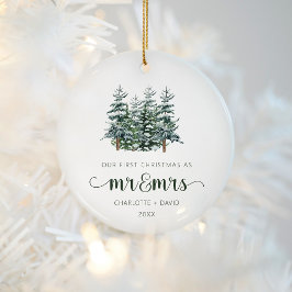 Herr & Frau Winter Forest Watercolor Weihnachten Keramik Ornament