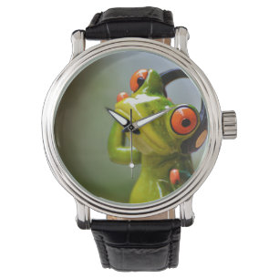 Herr Frog mit Kopfhörern Armbanduhr