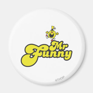 Herr Funny beim Tanzen auf seinem Namen Magnet