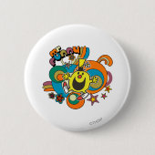 Herr Funny | Farbige Sterne und Wirbel Button (Vorderseite)