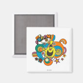 Herr Funny | Farbige Sterne und Wirbel Magnet (Vorderseite/Rückseite)