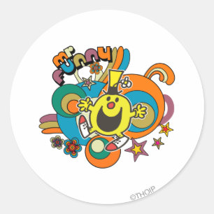 Herr Funny   Farbige Sterne und Wirbel Runder Aufkleber