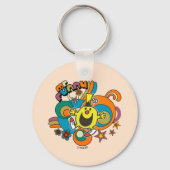 Herr Funny | Farbige Sterne und Wirbel Schlüsselanhänger (Vorderseite)