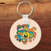 Herr Funny | Farbige Sterne und Wirbel Schlüsselanhänger (Vorderseite)