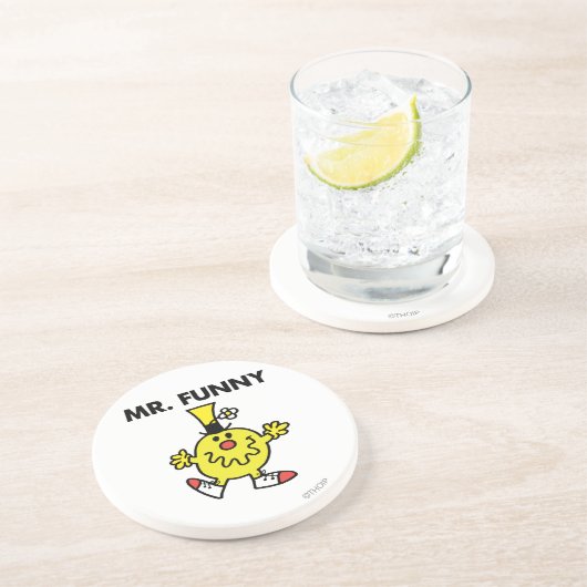 Herr Funny | Funny Face Sandstein Untersetzer (Seite)