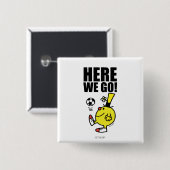 Herr Funny jongliert einen Fußball Button (Vorne & Hinten)