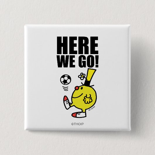 Herr Funny jongliert einen Fußball Button (Vorderseite)