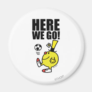 Herr Funny jongliert einen Fußball Magnet