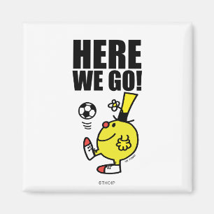 Herr Funny jongliert einen Fußball Magnet